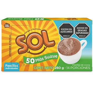CHOCOLATE MESA 50%MENOS AZUCAR SOL*280G