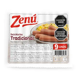 SALCHICHA TRADICIONAL ZENU *225G