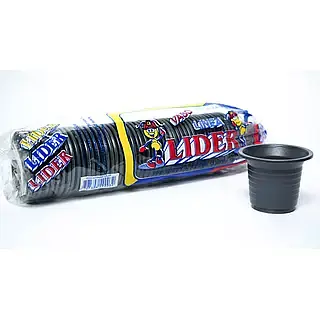 VASO 3,3 OZ NEGRO LIDER*50U