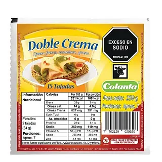 QUESO DOBLE CREMA COLANTA*250GR