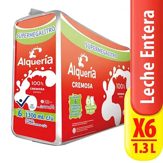 LECHE LIQUIDA ENTERA ALQUERIA*1.3L*6U