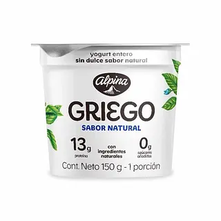 YOGURT ENTERO GRIEGO ALPINA * 150G